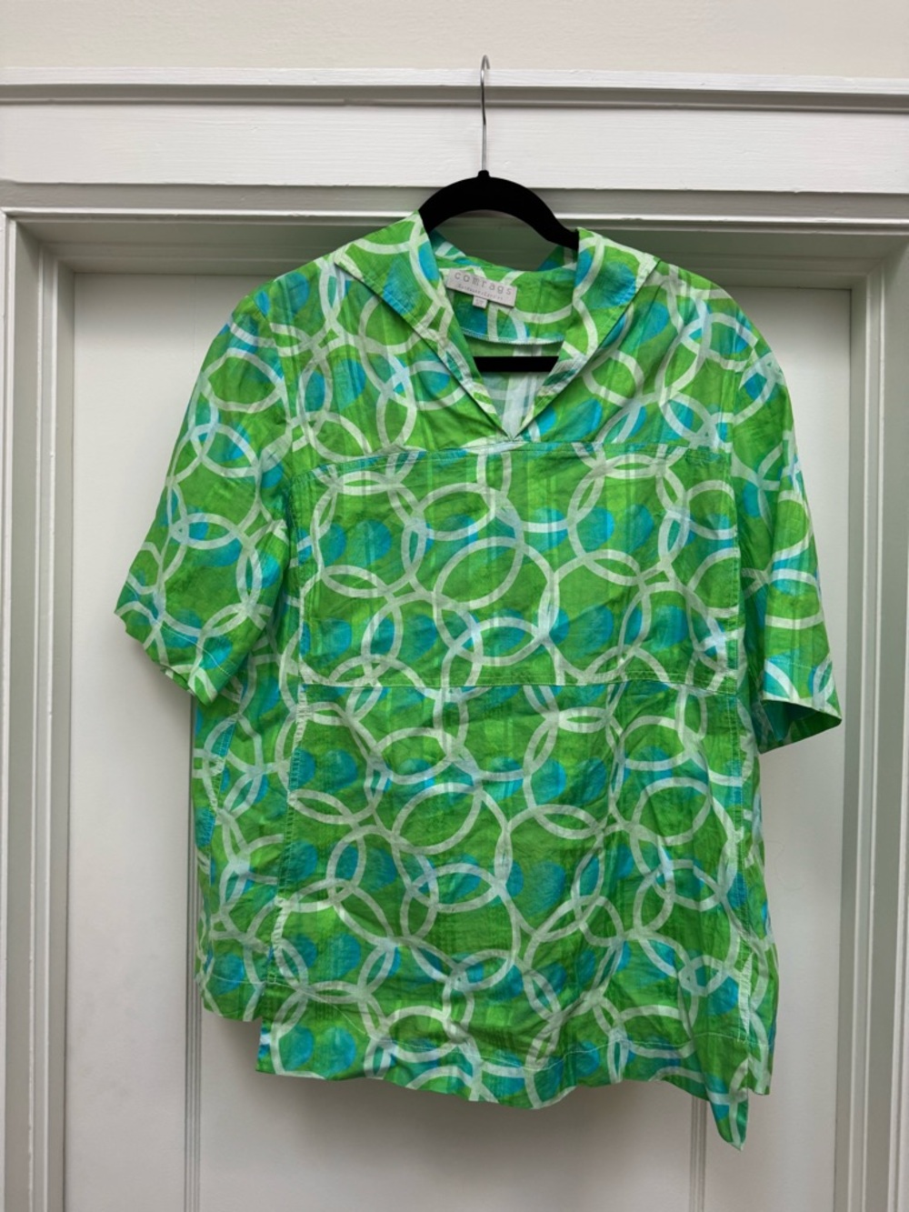 Cocoon Green Graphic Circle Print Tunic Top